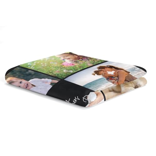 inkArts Custom Blanket with Photo, Personalized Blanket, Customized Photo Blankets, Customizable Picture Blankets, Personalized Photo Gifts for Mom Baby Kid Family Pet - color: 8 Photos