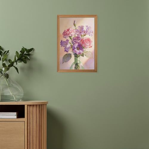 Pink Flowers Canvas Wall Art, Framed Abstract Bouquet Artwork Prints16x24In - color: Watercolour Wall Art, size: 24"L x 16"W