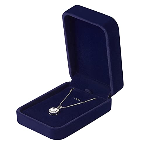 LETURE 3 Pieces Velvet Pendant Necklace Gift Boxes Set, Classic Jewelry Packaging Storage Case, Jewellry Display Box for Wedding, Engagement, Proposal, Birthday and Anniversary (Blue) - color: Blue