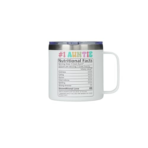 Best Auntie 14 oz Tumbler – Cool Aunt Club Cup, Funny Nutrition Facts Design, Birthday & Holiday Gift from Niece or Nephew - color: Cool Aunt