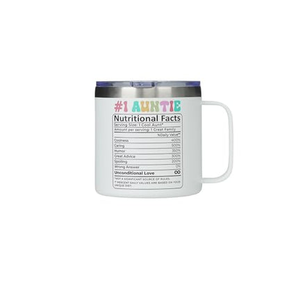 Best Auntie 14 oz Tumbler – Cool Aunt Club Cup, Funny Nutrition Facts Design, Birthday & Holiday Gift from Niece or Nephew - color: Cool Aunt