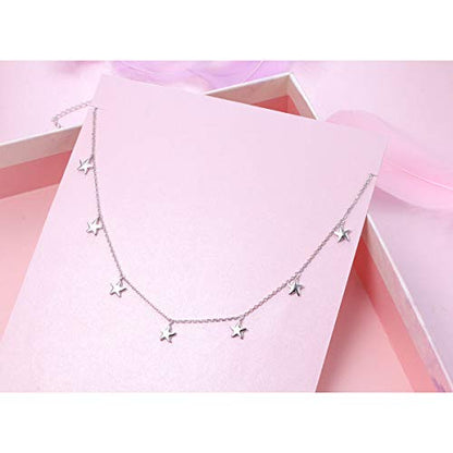 DAOCHONG Women S925 Sterling Silver Disc Statement Choker Necklace - style: Starfish