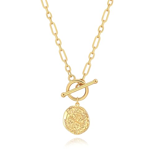 SOFYBJA Saint Benedict Necklace Drop 18K Gold Toggle Medallion Coin Cross Pendant Necklaces Religious Jewelry Catholic Gift for Women - color: Gold Irregular Cross