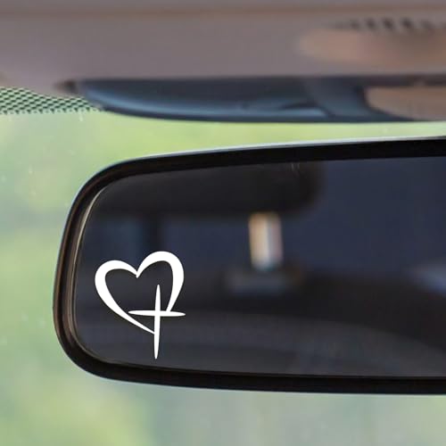 5Pcs Jesus Cross Mirror Stickers,Christian Faith Decals for Car (White) - color: White-crossheart