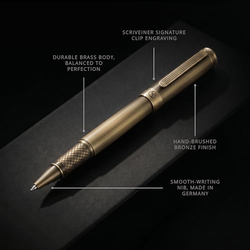 Scriveiner Bronze Rollerball Pen - Stunning Luxury Pen, Schmidt Ink Refill, Best Roller Ball Gift Set for Men & Women, Professional, Executive Office, Nice Pens - color: 23. Bronze