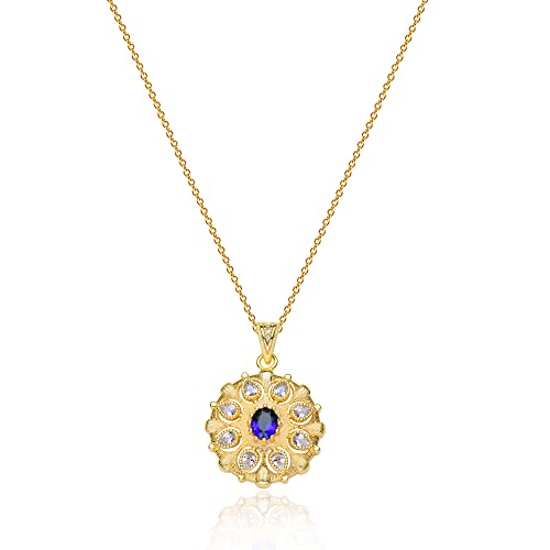 VACRONA Coin Necklace 18k Gold Plated Vintage Textured Medallion Coin Pendant Round Circle Disk Dainty Necklace for Women - color: Phoenix Eye