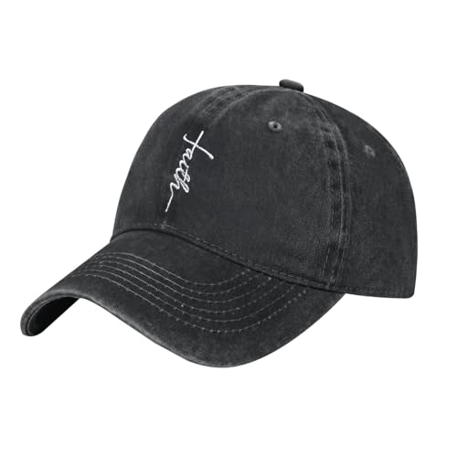 Embroidered Baseball Cap Christian Hat for Men Women - color: Black, style: Faith