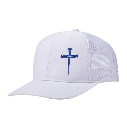 3 Nails Cross Trucker Hat Christian Religious Gifts for Birthday/Christma - color: 3 Nails Cross Trucker Hat All White