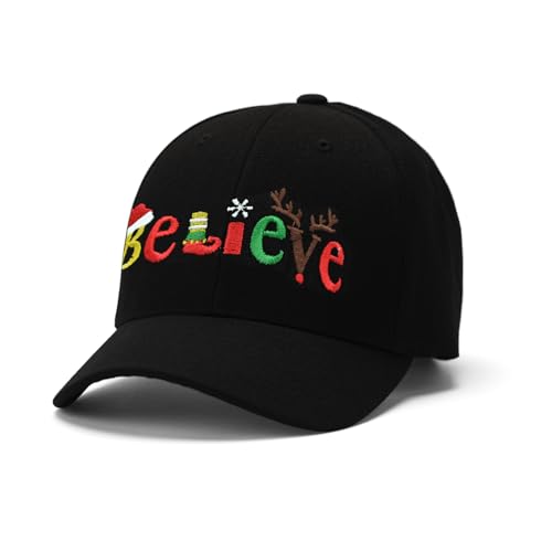 Embroidered Baseball Cap for Women Men Adjustable Baseball Hat Black Baseball Cap Trucker Hat - color: Christmas