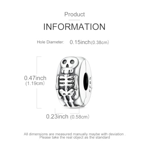 Clip Stopper Beads Fit For Pandora Bracelet, Spacer Charms For Bracelets - color: Skeleton-2Pack