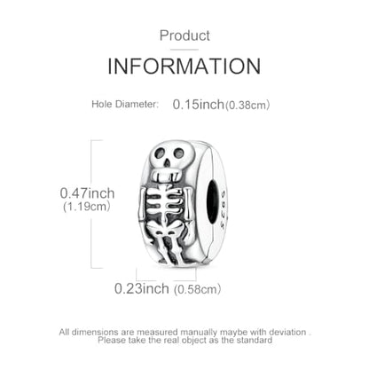 Clip Stopper Beads Fit For Pandora Bracelet, Spacer Charms For Bracelets - color: Skeleton-2Pack
