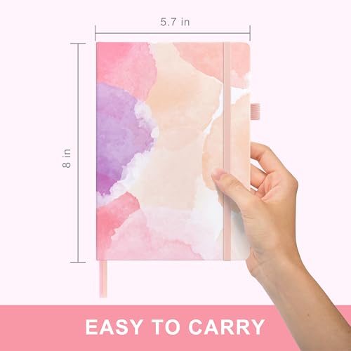 &And Per Se Lined Hardcover Notebook – A5 5.7"x8" College Ruled, 160 Pages, 100gsm Thick Paper – Aesthetic Journal for Women, Gift-Ready Planner, Everyday Writing Notebook (Black) - color: f.Blush Watercolor, style: Lined with Pattern