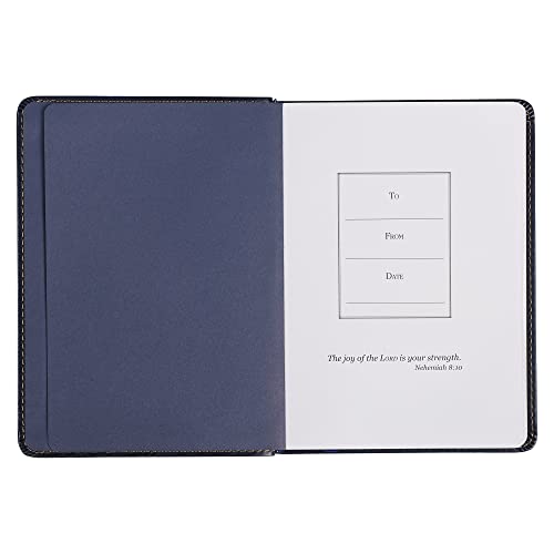Christian Art Gifts Classic Handy-sized Journal Wings Like Eagles Isaiah 40:11 Bible Verse Inspirational Scripture Notebook w/Ribbon, Faux Leather Flexcover 240 Ruled Pages, Navy Blue