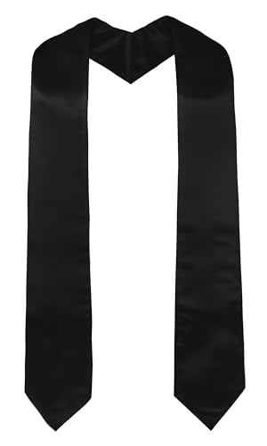 GraduatePro Plain Graduation Stole for Unisex Adults Sash 60"/72" Long 16 Colors - color: Black, size: 72