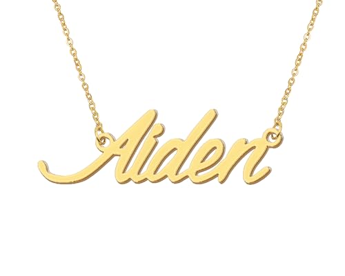 Aoloshow Personalized Name Necklace Custom Any Name Necklaces Jewelry for Womens New Mom Bridesmaid Gift - style: Gold - Aiden