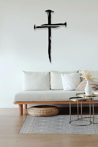 RESACO Wall Cross Jesus Crosses Wall Decor Religious Metal Wall Art Minimalist Decorations for Church Home Office Baptism Decor Gift for a Christian（14x23in） - size: 23"L x 14"W