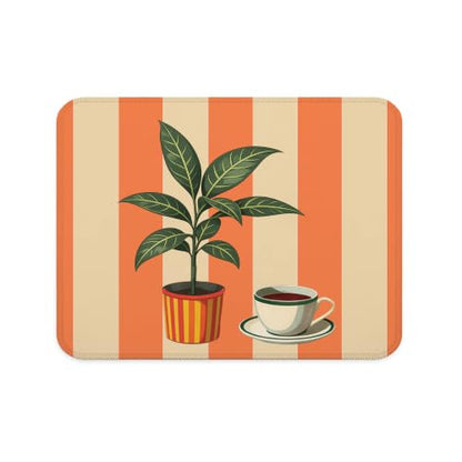 Striped Houseplant Tea Cup Mouse Pad Boho Desk Pad 9.5x7.9 Inch - color: Houseplant