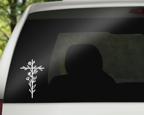 Floral Cross Car Vinyl Decal