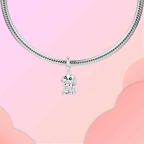LUXILLA 925 Sterling Silver Charm Golden Family Tree Sparkling Cross Cute Dragon Charms Fits Bracelets Necklace Pendant Bead Jewelry Gift for Women Family Friends - color: Cute Dog Charm