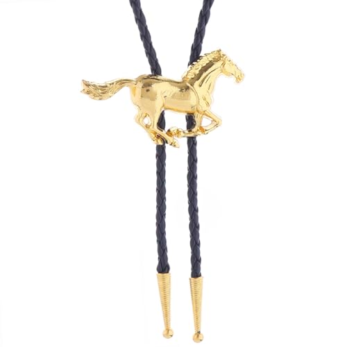 Western Cowboy Bolo tie for Men Women Gold Silver Death Skull Moth Cross Bolo Tie Christmas Deer Rooster Wolf Necktie Gift - color: 11# Gold