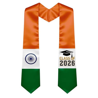National Flag Graduation Stole Sash - 72" Long Unisex Honors Stole for Students - color: India