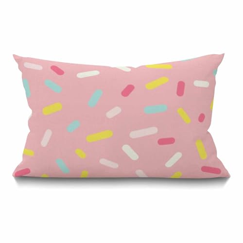 Smooffly Geometric Throw Pillow Cover Pink Decorative Donut Glaze Confetti Throw Pillow Case Farmhouse Oblong Rectangle Cushion Case Home Decor for Sofa Bedroom Livingroom 12 x 20 inch Pillowcase - color: Md034