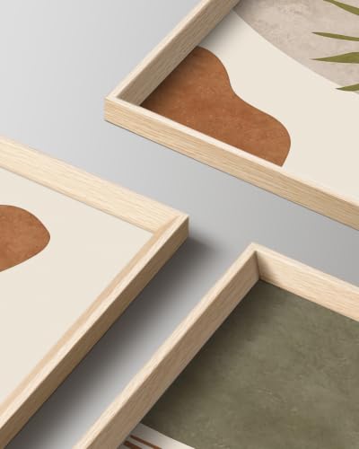 HesenDot Abstract Botanical Geometric Framed Wall Art Set of 3 12x16IN - color: High Frame Abstract Line Leaf