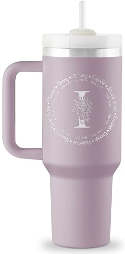 ROSTANTEN Christian Gifts for Women, Religious Monogrammed 40 oz Engraved Tumbler, Spiritual Inspirational Gifts Faith based gift Bible Gift, Initial Christian Tumbler for Women - style: I