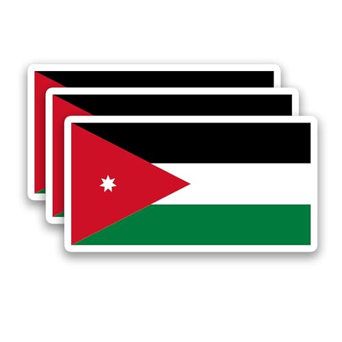 (3Pcs) Jordan Flag Sticker – Jordanian Stickers, Country Flag Vinyl Decal - color: Jordan