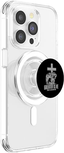 Cowboy Kneeling At Cross Greater Is He Western Jesus Faith PopSockets PopGrip for MagSafe - style: Magnetic PopGrip