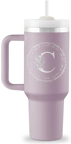 Christian Gifts for Women - Monogrammed 40 oz Engraved Tumbler, Religious and Spiritual Inspirational Faith-Based Bible Gift, Initial Cup - style: C