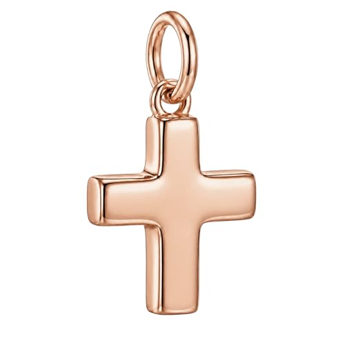 Hawaiian Silver Jewelry 925 Sterling Silver Mini Cross Charm Pendant - style: Rose Gold Plated Sterling Silver