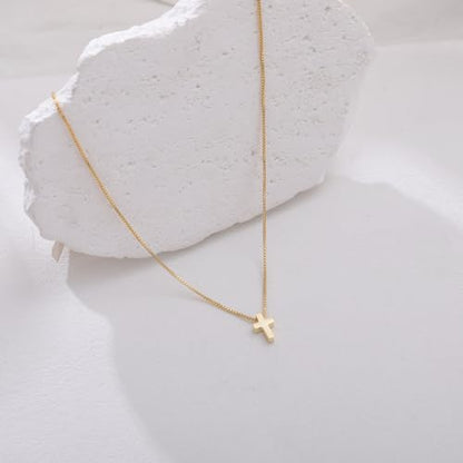Cross Necklace for Women, Dainty 14K Gold Plated Cross Pendant Simple Long Necklaces for Women, Christian Faith Necklace Trendy Gold Jewelry Gifts for Easter - color: gold small cross necklace