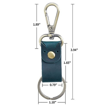 Jack&Chris Genuine Leather Keychain, Small Keychain for Man and Women, Key Holder Mens Belt Key Chain Ring, Red Brown - color: 2pack-blue