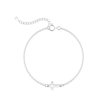 Moodear Cross Bracelet for Women, Dainty Sterling Silver/Gold Plated Gift - color: Sterling Silver Cross Bracelet