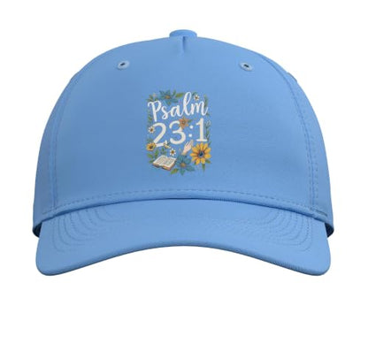 Psalm 23:1 Bible Verse Flowers Christian Women Adjustable Baseball Hat - color: Light Blue