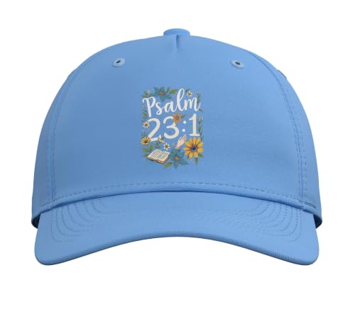 Psalm 23:1 Bible Verse Flowers Christian Women Adjustable Baseball Hat - color: Light Blue
