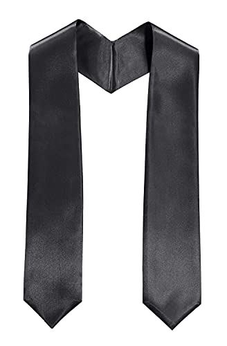MyGradDay Plain Graduation Stole Colorful Stole for Adult Length 60",Rich in Color - color: Black
