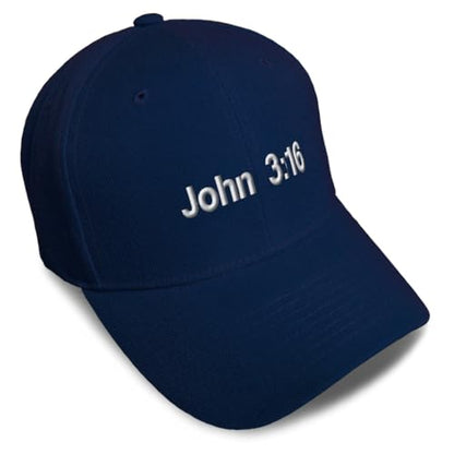 Baseball Caps for Men & Women Embroidered John 3:16 Jesus Christ Christian God Ladies & Men Baseball Hats - color: Navy Design Only