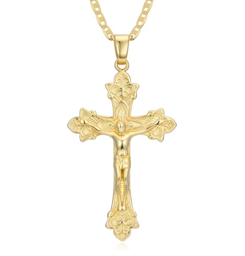 14K Gold Cross Necklace for Women Elegent Gold Cross Pendant Necklace Religious Jewelry Gift - style: J