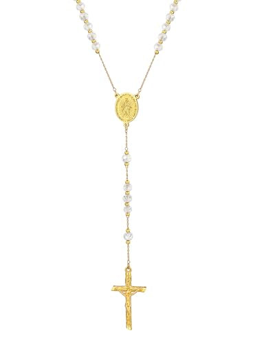 Supcare Rosary for Men Women Catholic Necklace Rosary Beads Customized - color: F01-Virgin Mary White