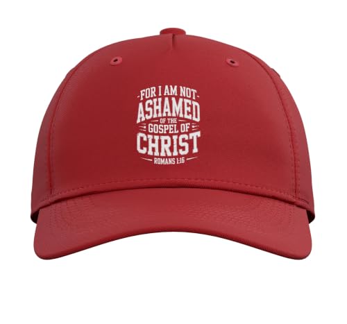 Not Ashamed Gospel Bible Verse God Jesus Christian Adjustable Baseball Hat - color: Red