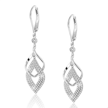 ALEXCRAFT Silver Twisted Dangle Earrings for Women Hypoallergenic Silver Spiral Drop Earring Cubic Zirconia Leverback Drop Dangle Earrings for Women Dangling Dangly Trendy Jewelry Gifts