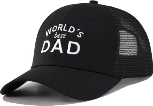 TSSGBL Various Gift Hats for Men - M L XL XXL Big Head Fit, Adjustable Mesh Trucker Ball Cap, Ideal Gifts - color: Black ( World's Best Dad ), size: One Size