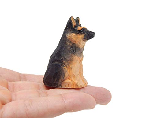 Selsela Hand-Carved German Shepherd Figurine - Miniature Dog Sculpture for Home Decor, Handmade Pet Lover Collectible, Garden Ornament Pet Lover Enthusiast Collectible - style: German Shepherd