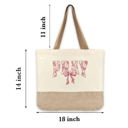 Tote Bag, Gifts for Women Friends Girlfriend Coworker Wife Mom Reusable Tote Bags Birthday Thank You Gift - color: Pink Pray