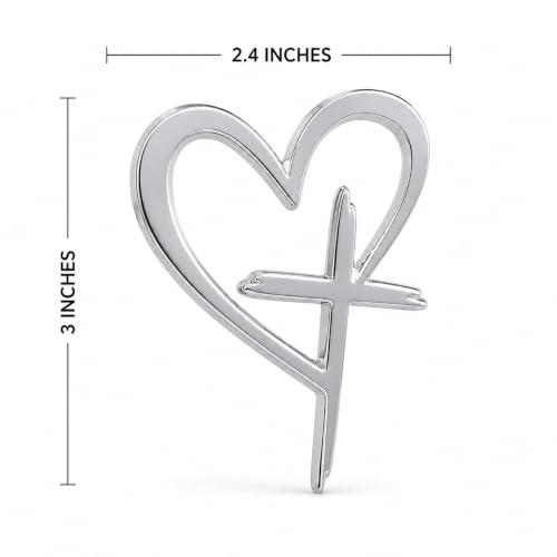 Jesus Love Heart Cross Car Emblem Sticker, 3D Metal Christian Car Decal, Faith Religious Auto Badge for Cars SUV Trucks (Silver) - color: Silver