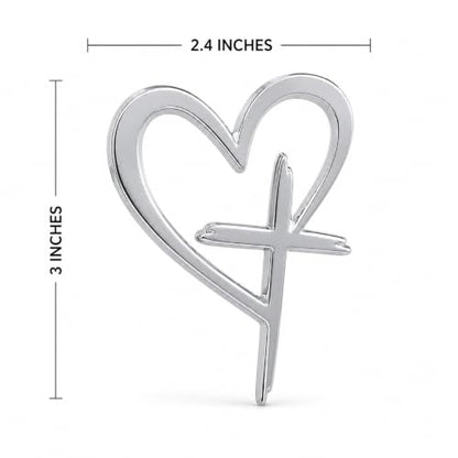 Jesus Love Heart Cross Car Emblem Sticker, 3D Metal Christian Car Decal, Faith Religious Auto Badge for Cars SUV Trucks (Silver) - color: Silver