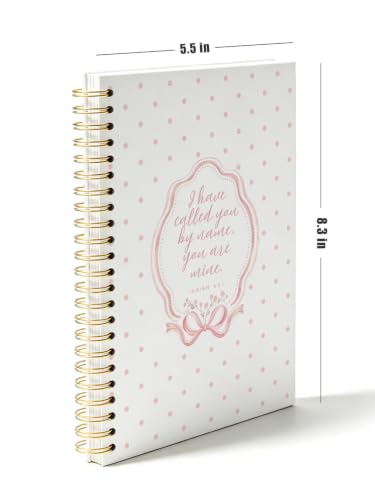Pink Bow Polka Dot Christian Notebook Journal for Women 5.5x8.3 - color: ISAIAH 43:1