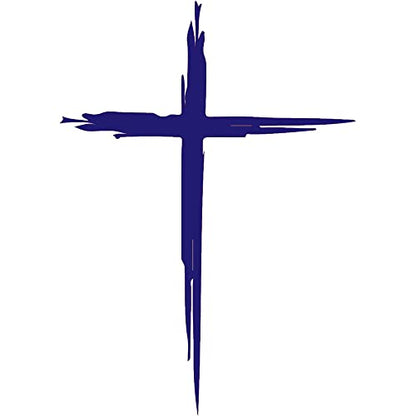 Cross Hand Drawn y3148 Vinyl Sticker Decals (Pack of 2) for Car Bumper Window Laptop Tablet Phone (4.4 inch x 6 inch,Purple) - color: Purple, size: 4.4 inch x 6 inch